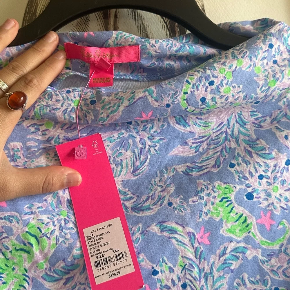 Lilly Pulitzer New Blue Peri Off-Shoulder Top - Picture 2 of 4